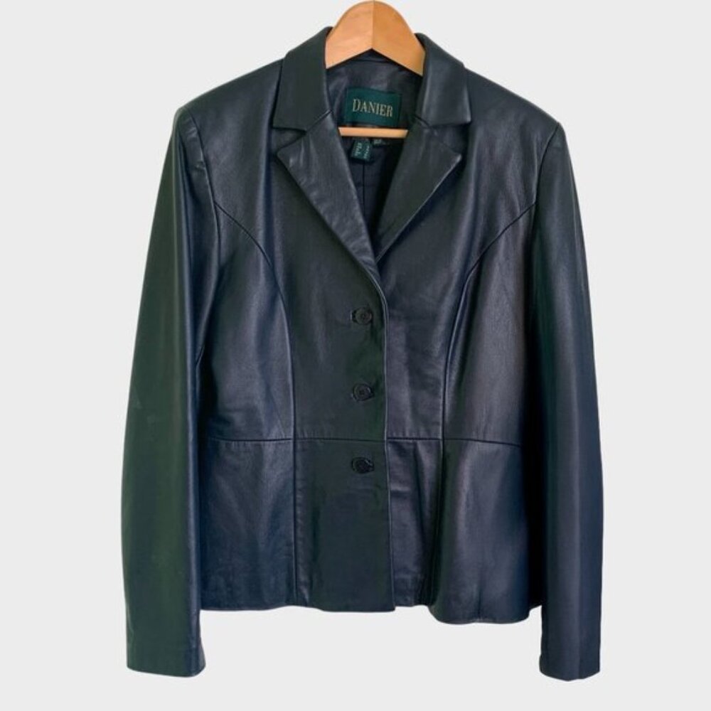 Danier Navy Leather Jacket